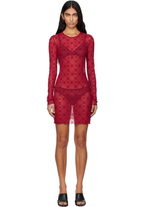 Marine Serre Red Moonogram Mesh Flock Minidress