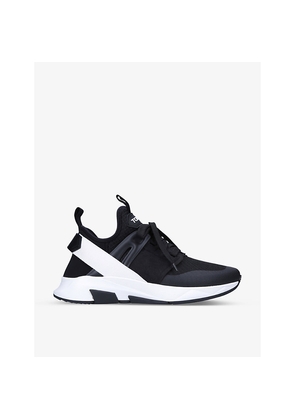 Mens Tom Ford Jago Logo-Patch Leather and Shell Low-Top Trainers