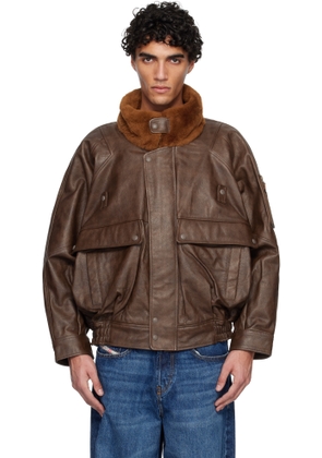 R13 Brown Flight Leather Jacket