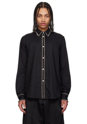 TAKAHIROMIYASHITA TheSoloist. Black Regular Collar Broad Studs Shirt