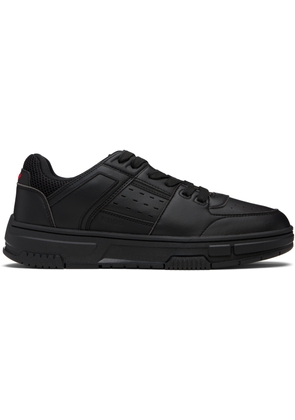 Hugo Black Faux-Leather Mesh Trims Sneakers
