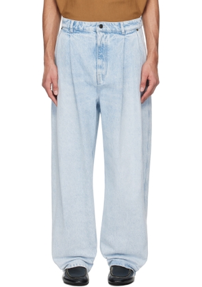 Hed Mayner Blue Pleated Jeans