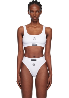 Marine Serre White Moon Logo Stretched Jersey Bra