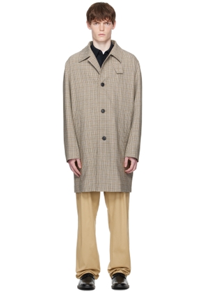 BOSS Brown Classic-Fit Check Pattern Coat