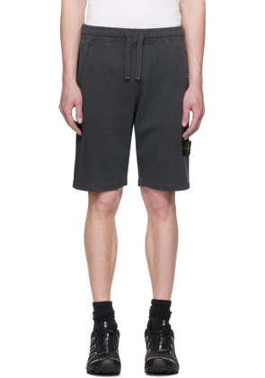 Stone Island Gray Malfilé Fleece 'Old' Effect Shorts