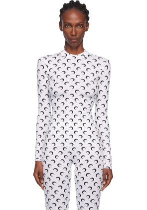 Marine Serre White Recycled Moon Jersey Second Skin Highneck Top