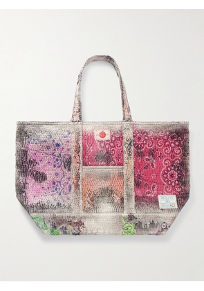 PROLETA RE ART - Logo-Appliquéd Sashiko Boro Denim Tote Bag - Men - Pink