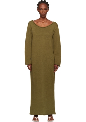 The Elder Statesman Green Nora Lite Oversized LS Maxi Dress