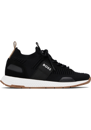 BOSS Black Knitted-Upper Sneakers