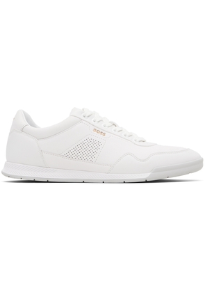 BOSS White Leather Logo Sneakers