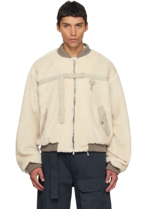 Reese Cooper Beige Sherpa Fleece Bomber jacket