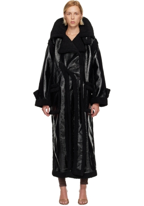 Ottolinger Black Oversized Split Faux-Shearling Coat