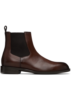 BOSS Brown Faux-Leather Chelsea Boots