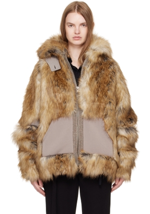 Ottolinger Tan Oversized Furry Multiline Jacket