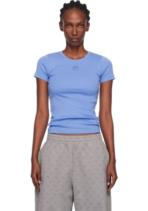 Marine Serre Blue Moon Logo Ribbed Jersey Baby Fit T-shirt