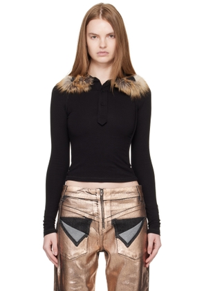 Ottolinger Black Furry Fitted Long Sleeve Polo