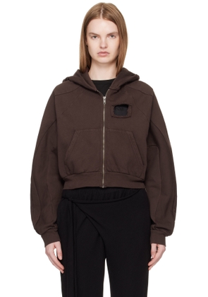 Ottolinger Brown Distressed Multiline Zip Hoodie