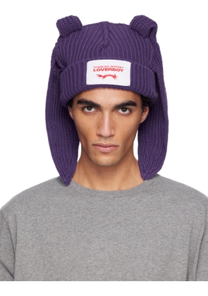 Charles Jeffrey LOVERBOY Purple Chunky Rabbit Beanie