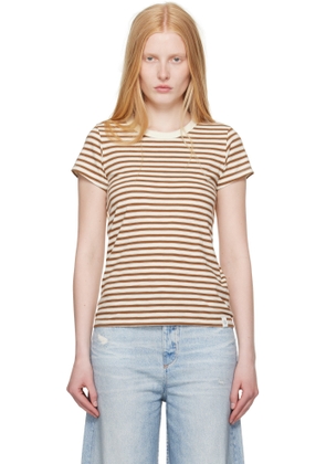 rag & bone Beige & Brown 'The Slub Striped' T-shirt