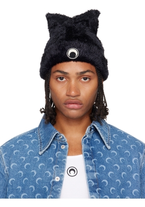 Marine Serre Black Wild Fluffy Knit Kawaii Beanie