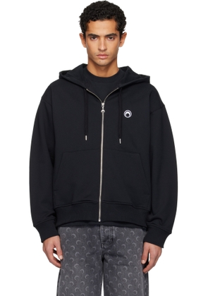Marine Serre Black Moon Logo Zipped Hoodie