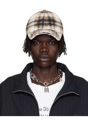 Acne Studios Beige & Black Distressed Cap