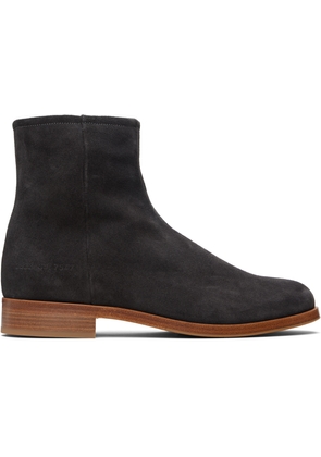 Common Projects Black Suede Zipper Boots