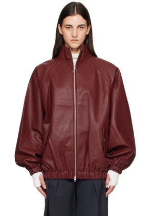 The Frankie Shop Burgundy Senta Faux-Leather Bomber Jacket