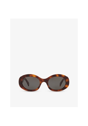 Womens Celine Cl000312 Cl40194U Tortoiseshell-Pattern Oval-Frame Acetate Sunglasses