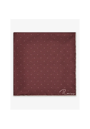 Mens Reiss Liam Polka-Dot Logo-Print Silk Pocket Square