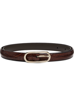 Anderson's Tan Super Skinny Lizard Leather Oval Buckle Belt
