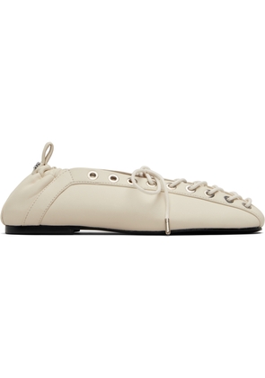 GANNI Off-White Lace-Up Ballerina Flats