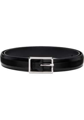 Anderson's Black Skinny French Calfskin Rectangular Buckle Belt
