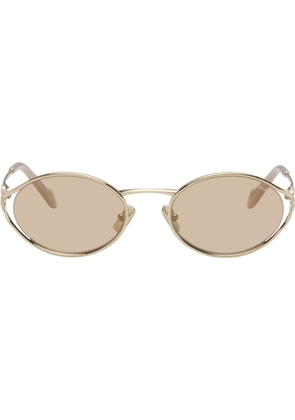 Miu Miu Eyewear Gold 'Miu Miu' Logo Sunglasses