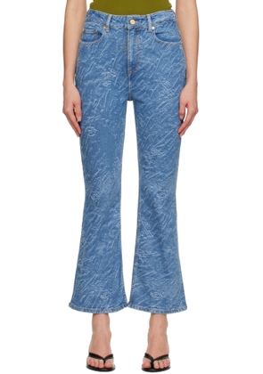 GANNI Blue Straight 3D Laser Betzy Cropped Jeans