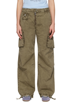 GANNI Khaki Washed Twill Trousers