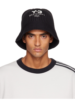 Y-3 Black Heritage Knit Bucket Hat