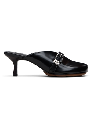 GANNI Black Sue Mule Heels
