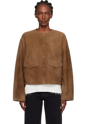 St. Agni Tan Utility Cocoon Suede Jacket