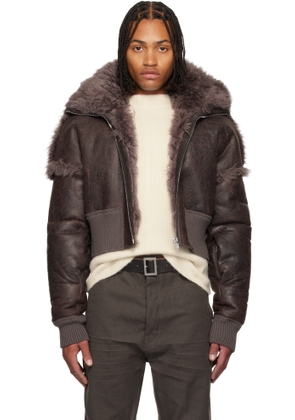 Rick Owens Gray Concordians Dracucollar Shearling Jacket