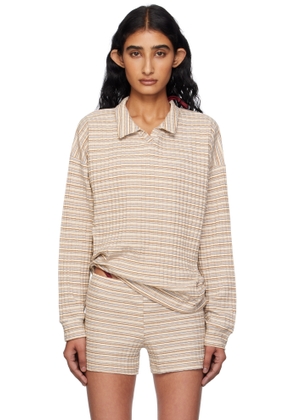 Fruity Booty Beige Lucky Stripe Polo