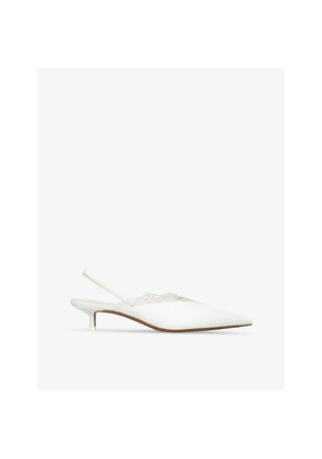 Womens Neous Irena Sling 80 Lace-Trim Satin Heeled Mules