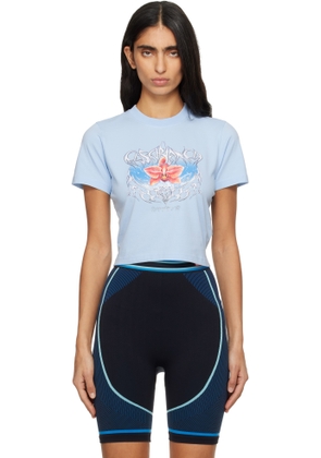 Casablanca Blue Blades Cropped Short Sleeve T‑shirt
