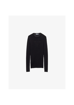 Womens Prada Superfine Crew-Neck Wool Knitted Jumper