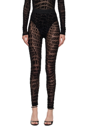 Versace Jeans Couture Black Tulle Flock Liquify Leggings