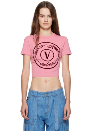 Versace Jeans Couture Pink V-Emblem Slim-Fit T-shirt