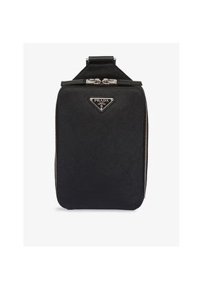 Mens Prada Brique Saffiano Logo-Plaque Leather Shoulder Bag