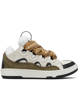 Lanvin Off-White & Khaki Curb Leather Sneakers