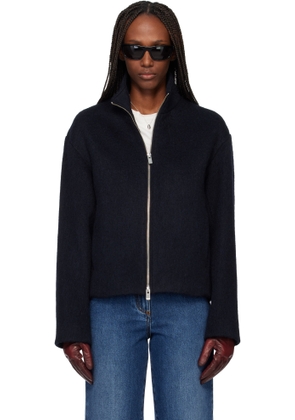 TONYWACK Navy Wool Alpaca Zippered Jacket