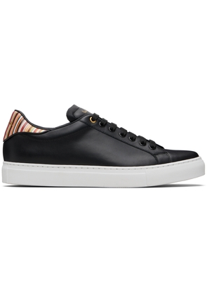 Paul Smith Black Signature Stripe Heel Panel Leather Beck Sneakers